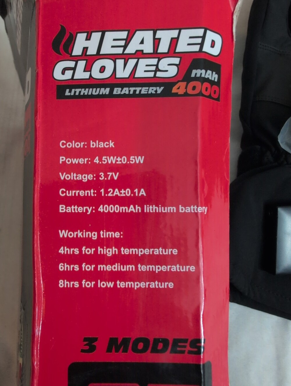 Heated Gloves Large 4000mAh Rechargeable 3M Thinsulate 3 Heat Settings Black - Picture 3 of 10